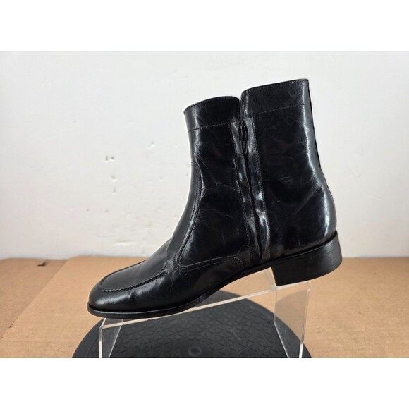 Florsheim Essex Moc ToeMens Black Leather Zip Up Ankle Boots 17074-01 Size 9.5
